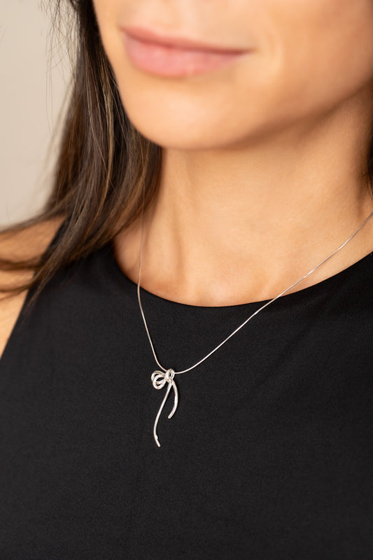 Shoelace Silver Necklace